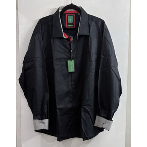 Men's Tiglio‎ Lux 3X Black Button Down Shirt Sport Slim Fit Flip Cuff Shine NWT